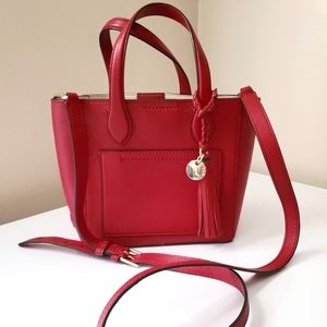 Cole Haan Leather Handbag Red Small Tote Crossbody